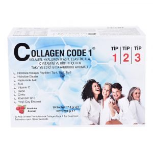 Collagen Code 1 – Cilt, Saç, Tırnak ve Eklem Sağlığı İçin Özel Kolajen Takviyesi-Ahududu Aromalı 30 Saşe