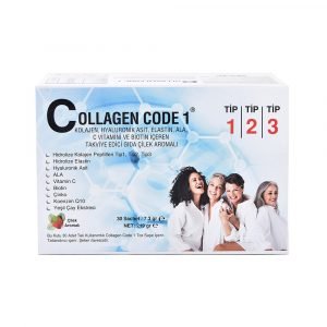 Collagen Code 1 – Cilt, Saç, Tırnak ve Eklem Sağlığı İçin Özel Kolajen Takviyesi-Çilek Aromalı 30 Saşe